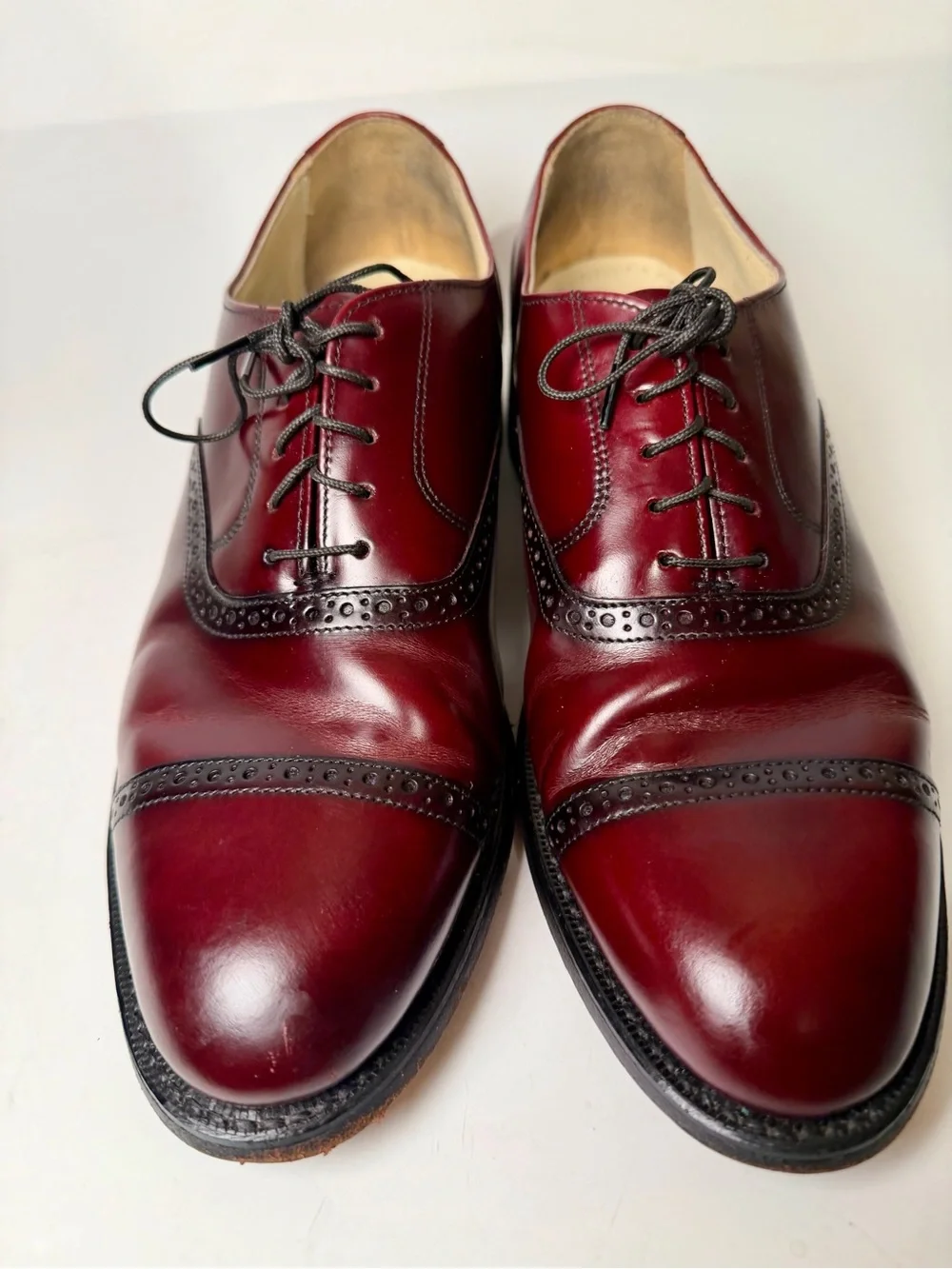 USA Bostonian Classics Burgundy Leather Cap Toe Oxford Dress Shoes, Size 10 D